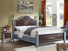 至高美式卧室实木双人床1.5米大床欧式高档复古彩绘家具工厂批发