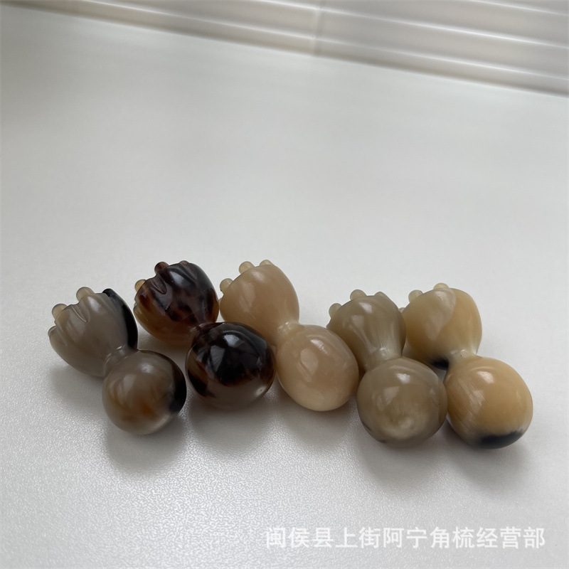 Horn Facial Massage Stick Lotus Pod Shape Hand Carved Guasha Tool for Face and Head overview