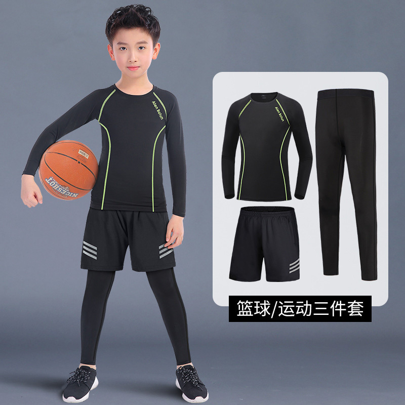 Invierno ajustada juego de baloncesto de niños entrenamiento de entrenamiento de entrenamiento de invierno de otoño y acondicionamiento físico de fútbol ropa interior para niños ropa de base