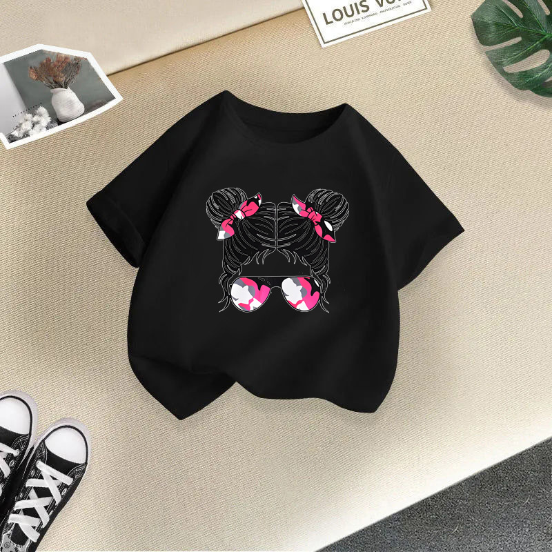 Ropa para niños transfronterizos 2024 verano nuevas camisetas de manga corta para niños y niñas tops de cuello redondo de moda bebé de media manga de algodón