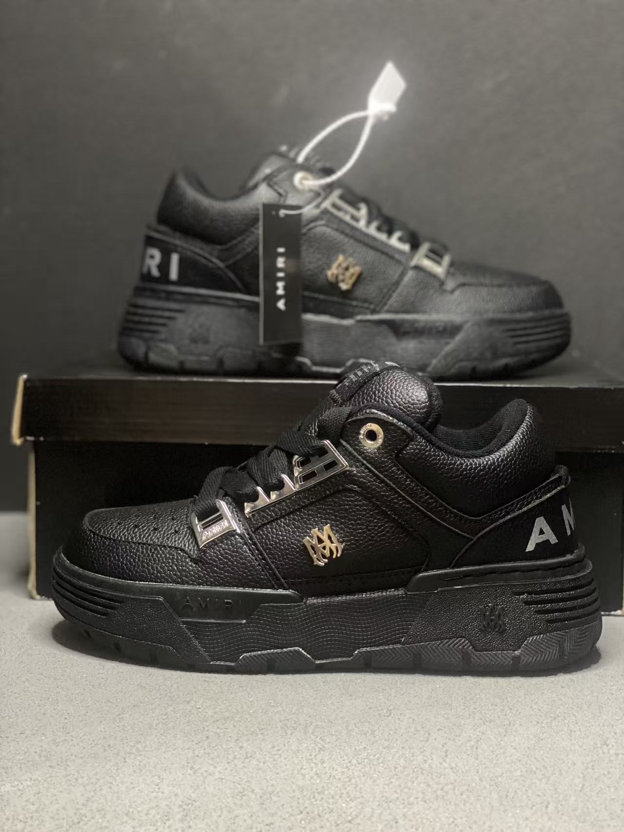 AM all black leather pattern
