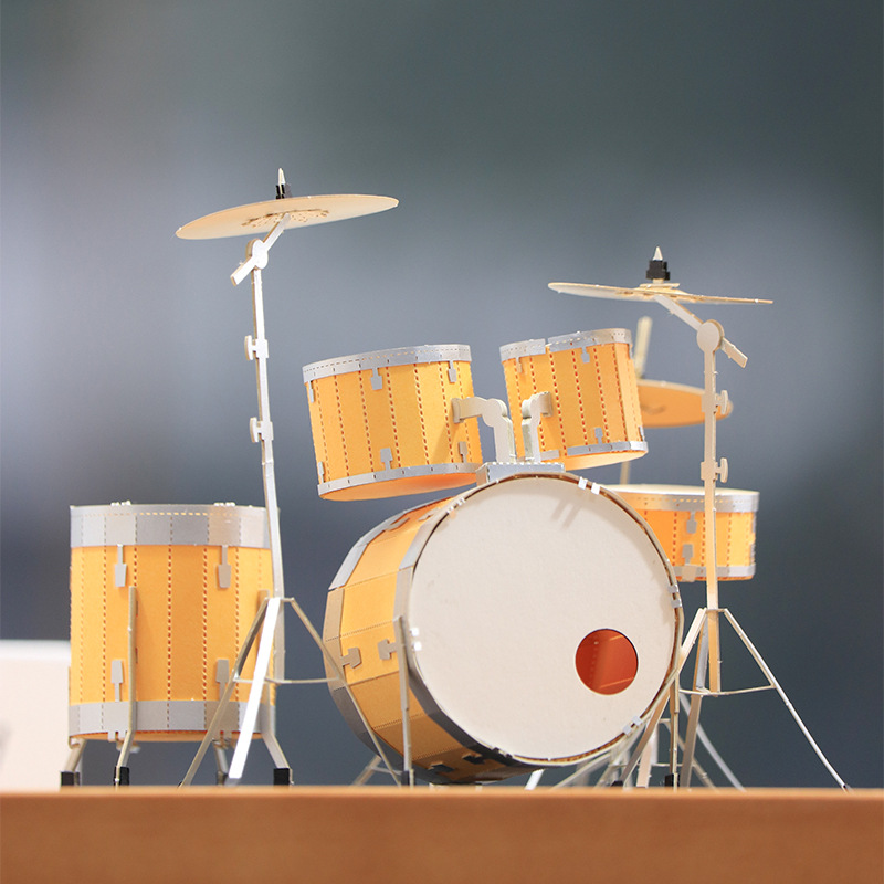 Drum set manual diy musical instrument boredom relief toy assembled paper model 3D three-dimensional puzzle ornaments birthday gift