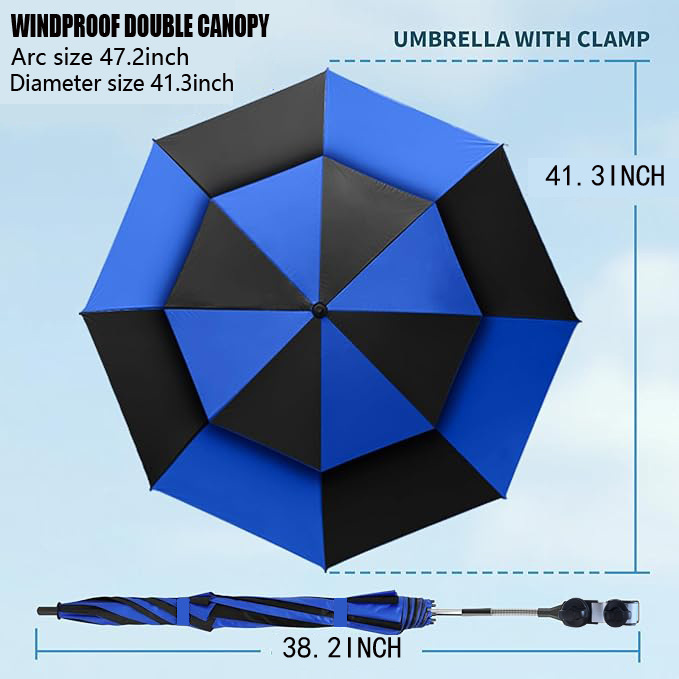 New Style Color-Blocked Double-Layer Strong Windproof Outdoor Work Chair Sunshade Umbrella 360 ° Adjust the Angle at Will