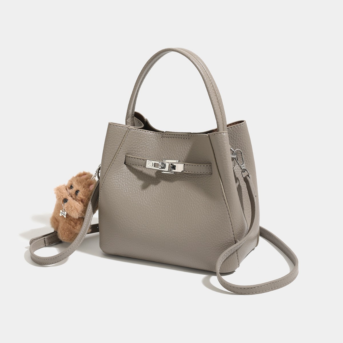 Shoulder Bag for Women, Crossbody Bag, Korean and Japanese Fashion Bucket Bag, Elegant Genuine Leather Mother-Daughter Bag, College Student Handheld Phone Bag, Trendy