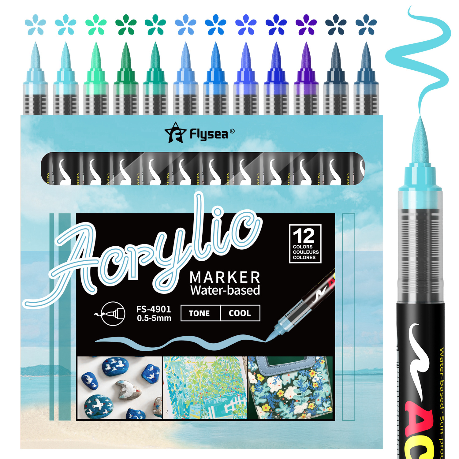 Cross-border best-selling multi-color soft-tip direct liquid stackable color painting DIY graffiti art acrylic marker pen set