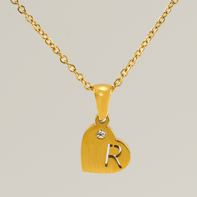 Europa y los Estados Unidos viento acero titanio amor colgante de diamantes 18K letras inglesas hueco collar de clavícula de acero inoxidable mujer