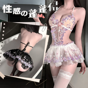Sexy Lingerie with Lace Embroidery, Puffy Skirt, Pure Desire Temptation Sleepwear, Uniform, Abstinence Style Qqny Set
