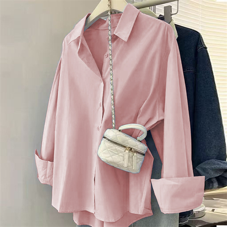 Women's Blue Shirt Elegant New Design Casual Loose Fit Long Sleeved Shirts For Layering Outerwear_ecoleips.com
