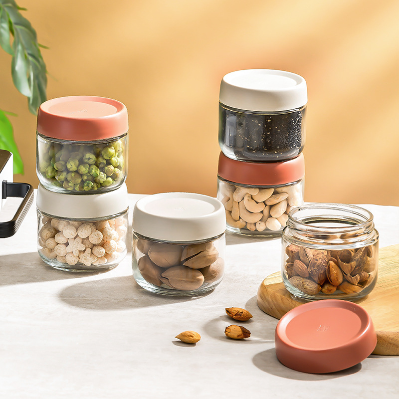 Glass Sealed Jar Food Grade Kitchen Moisture-Proof Storage Spice Dry Goods Snack Bottle Tea Candy Box Storage Jar