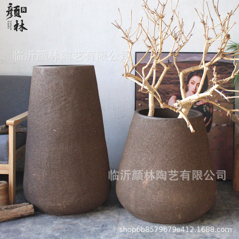 Grandes macetas al aire libre paisaje cerámica maceta de cerámica gruesa gran decoración de cerámica gran vasija de cerámica gran vasija de flores nórdico