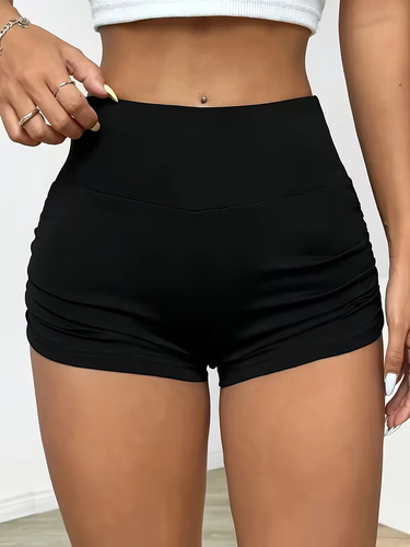 Cross-border high waist sports fitness high elasticity compression yoga abdomen waist lifting tight shorts for women