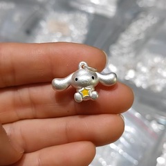 S999純銀玉桂犬部品3dハード銀漫画子犬ペンダントDIY手作りネックレスブレスレット