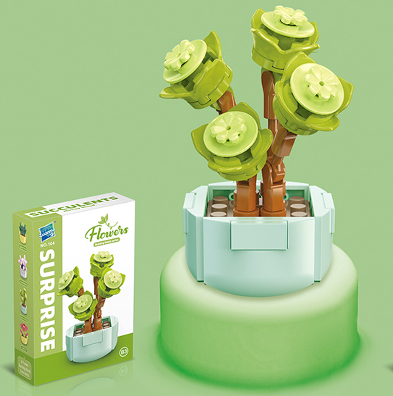 Diamante caballo bloques de construcción flor suculenta olla creativa ramo decoración compatible con Lego niños pequeñas partículas ensambladas juguetes al por mayor