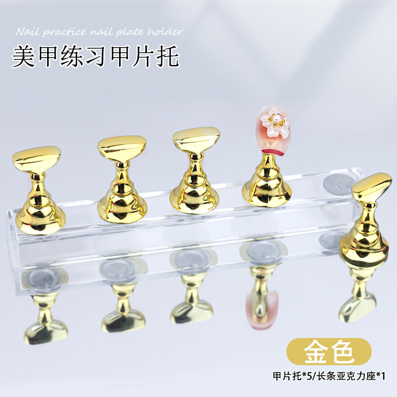 Titular de uñas en caja de oro electrochapado