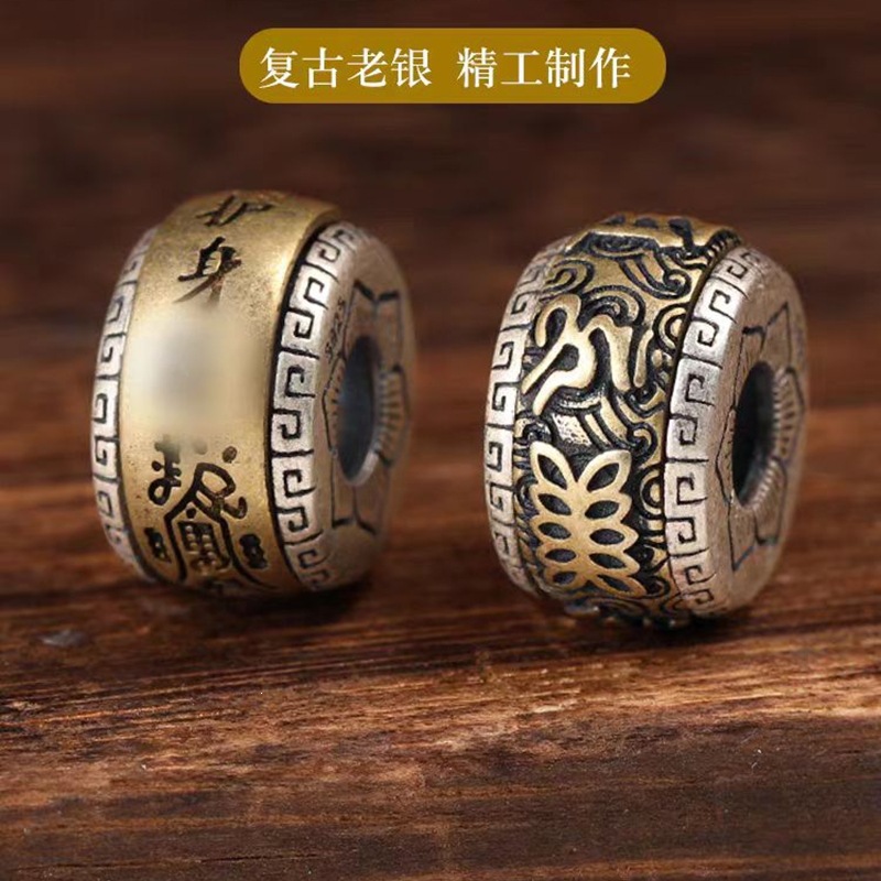 High-quality ancient Xizang silver, rotatable and non-fading DIY beads, barrel beads, spacer beads, Xizang-style cultural craft bracelet accessories