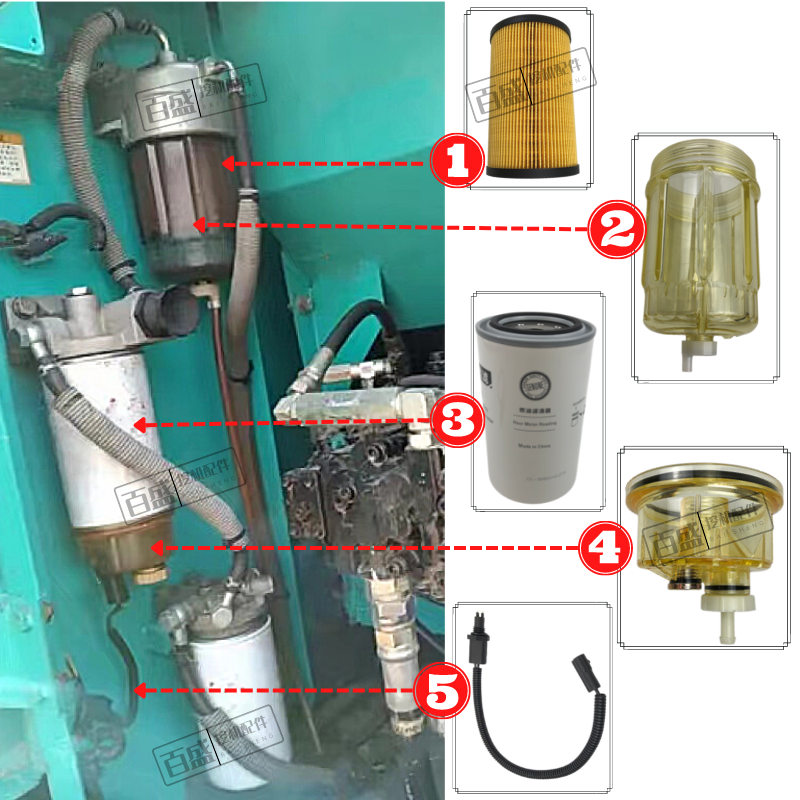 神钢SK130挖机神刚140-8柴油油水分离器传感器滤芯过滤水杯感瑞知