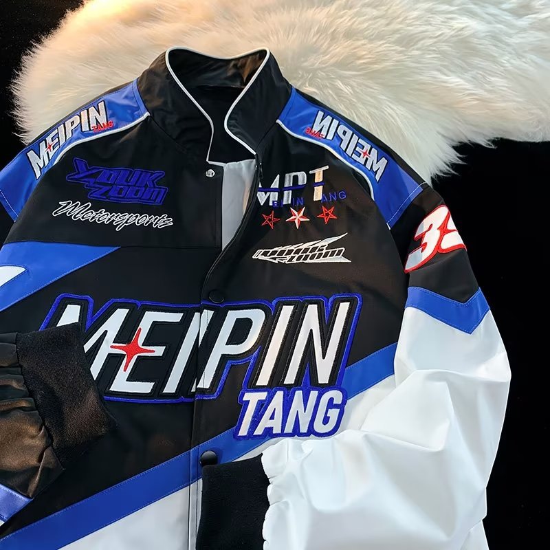 Herrenbekleidung Baseballjacke Herren Frühling und Herbst Straßenrennanzug High Street Hübsche lockere Motorradjacke_voghion.com