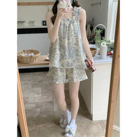 2025 新款睡衣女凉感棉夏款吊带两件套薄款纯欲家居服套装