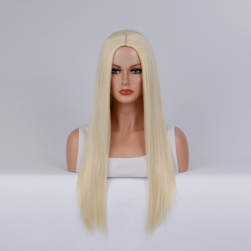 Synthetische Perücke, Halloween-Perücke, COS, farbiger Damen-Langknall, mittellanges Stirnband mit glattem Haar_voghion.com