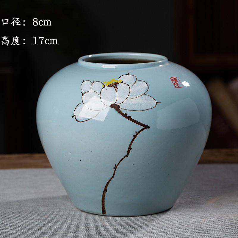 Jingdezhen nuevo jarrón de cerámica china planta maceta de flores de cerámica vintage flor seca sala de estar decoración moderna simple estricta