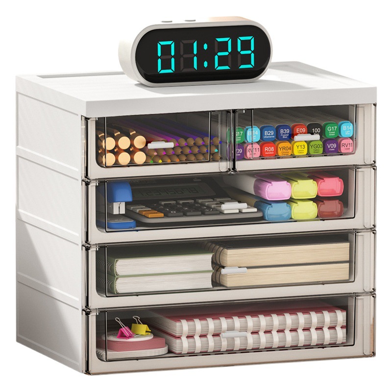 Caja de almacenamiento transparente de escritorio de estilo cajón Escritorio de oficina multifunción organizador artefacto papelería gabinete de almacenamiento de artículos diversos
