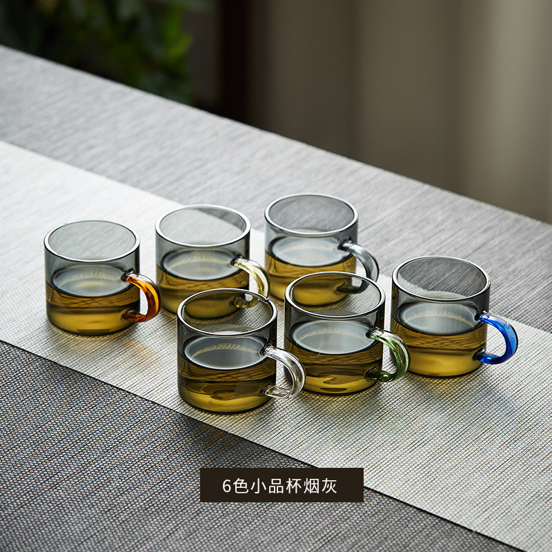 Taza de té de vidrio pequeña taza de vidrio con una taza de té Kung Fu pequeña 6 tazas de té para beber taza de vidrio resistente al calor image 3