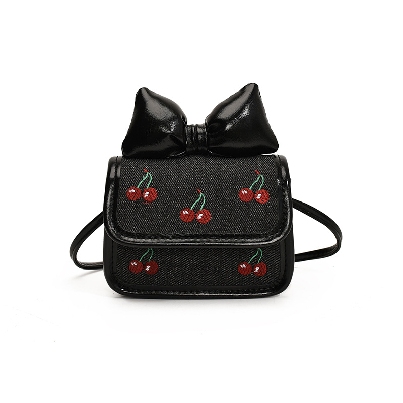Bolsa de hombro coreana para niños y niñas, arco dulce, mini mochila para bebés, lindos pequeños accesorios para niños de cereza
