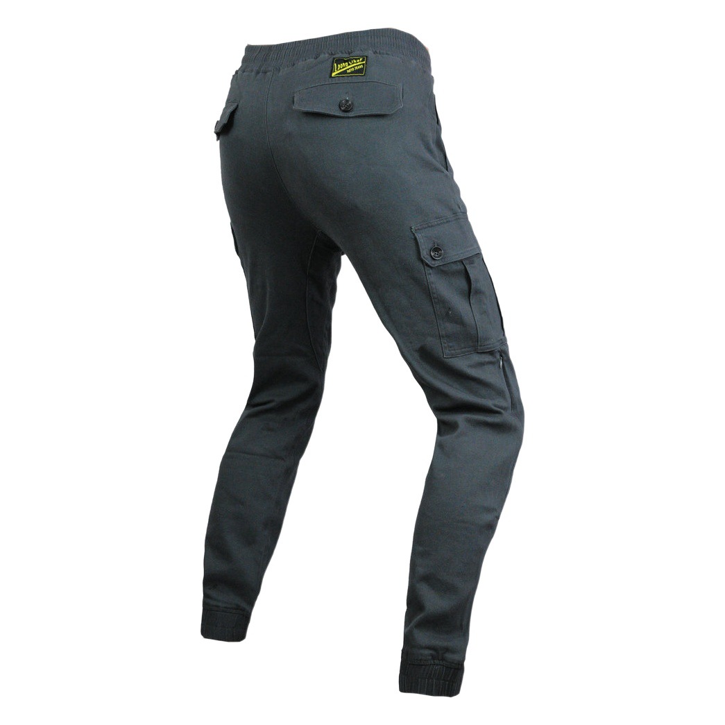 LOONG BIKER motocicleta pantalones de montar a prueba de caídas Four Seasons pantalones casuales hombres motocicleta herramientas multi-Bolsa de tobillo-atado Pantalones