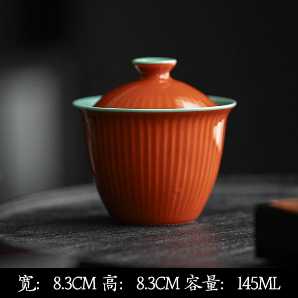 Forbidden City Red - Tropical Green - Flowing Water Cover Bowl
