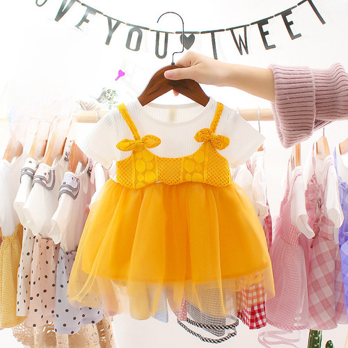 Summer Dress for Girls, Baby Infants, Korean Version, Short Sleeve, Children's Princess Skirts, Stylish Cotton Summer Wear, 2024 New Arrival
