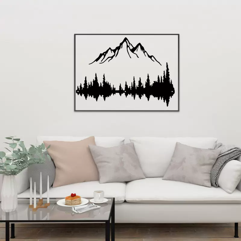 小众设计山川铁艺壁挂客厅玄关背景装饰挂画海报椰树小清新挂画