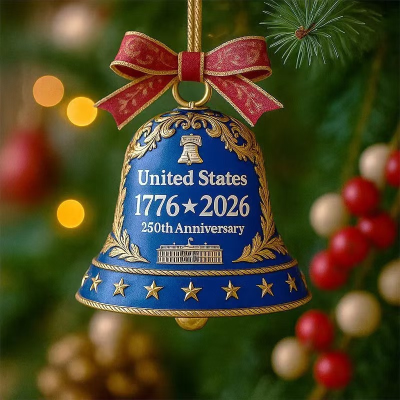 Colgante transfronterizo de los Estados Unidos 250 aniversario recuerdos acrílico 2D colgante de campana para celebrar el 250 aniversario de los Estados Unidos