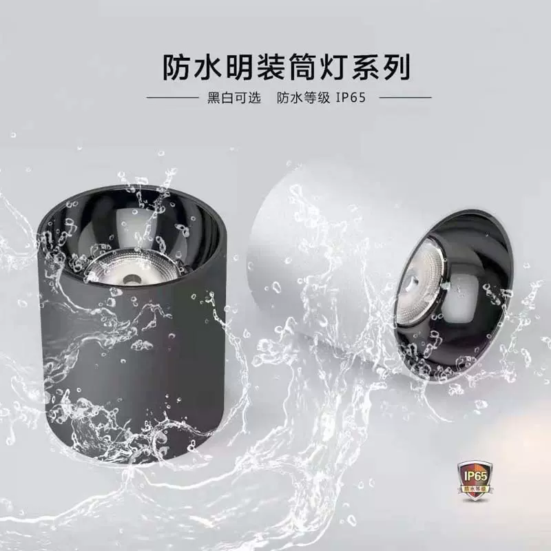 LED明装防水射灯IP65防水筒灯防雾深防眩室内户外门头阳台飞机场