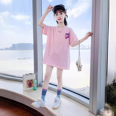 2024新款夏季時尚女童裝兒童洋氣夏裝女大童夏款寬鬆韓版短袖上衣