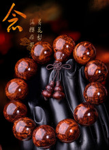 海南手串2.0爆满瘤疤 海黄手串佛珠手链108颗花梨木