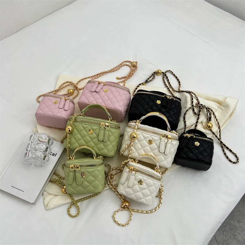 Square box, trend fashionable small bag, universal shoulder bag with diamond pattern