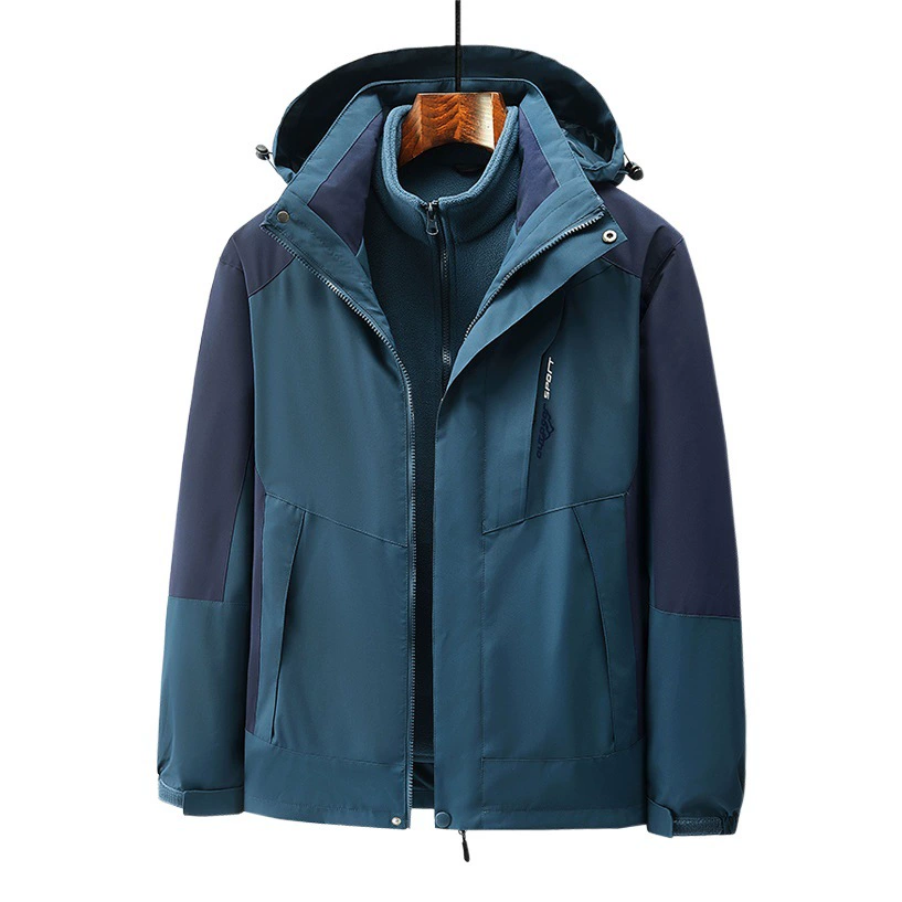 Осенне-зимняя новая спортивная одежда для пар на открытом воздухе для мужчин и женщин Весна и осень Подбор цветов Съемная Кепка Водонепроницаемая ветрозащитная дышащая денка