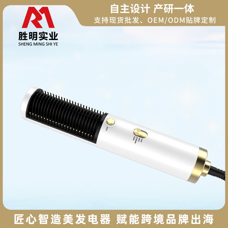 跨境新品多功能卷发直发电吹梳一体吹风机风筒梳直发梳子工厂直销