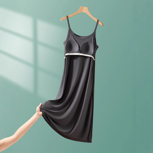 Modest Strapless Dress Spring Summer Loose Plus Size Home Underwear Long Dress Slip Dress with Straps Summer
