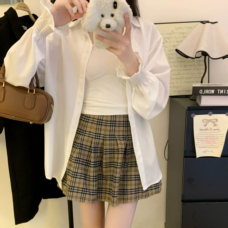 YS8 Real Shot, рубашка с защитой от солнца больших размеров, женская дизайнерская тонкая куртка в ленивом стиле, повседневный топ, кардиган средней длины