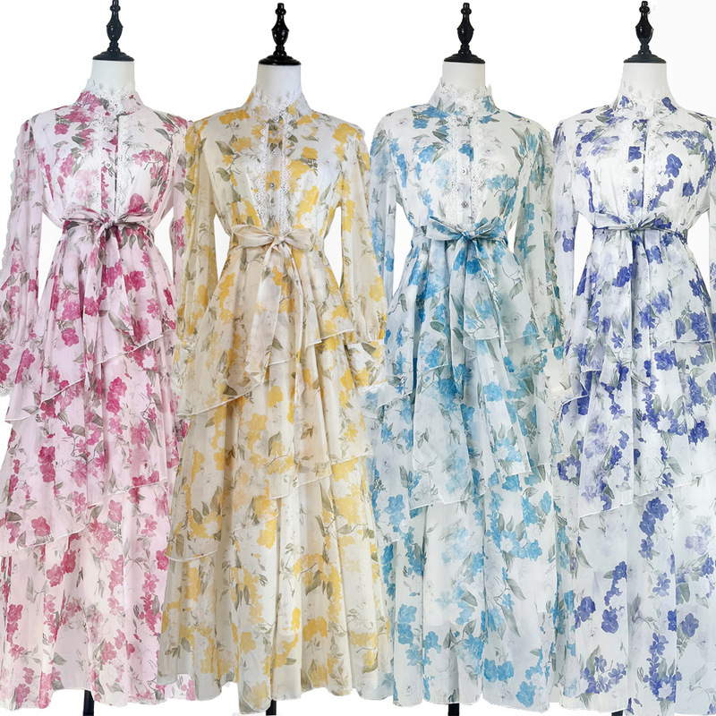 2025 Cross-Border Socialite Princess Dress with Heavy Lace Embellishments, Ruffled Hem, and Large Flared Skirt Dress in Socialite Style