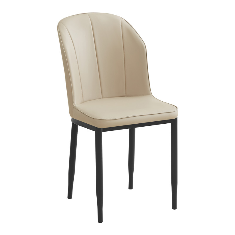 Silla de respaldo simple moderna silla de cuero silla de ocio silla de comedor de paquete suave silla de negociación silla de comedor de tres filas