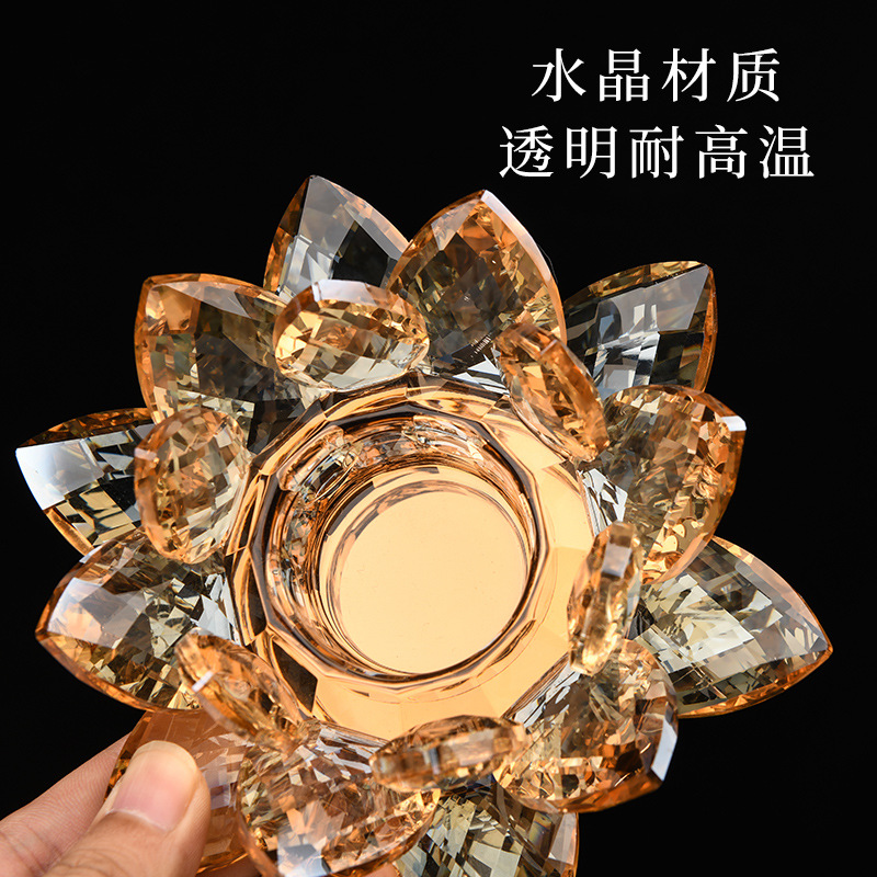 厂销电镀七彩水晶莲花摆件客厅家具婚庆荷花烛台摆件品装饰工艺品