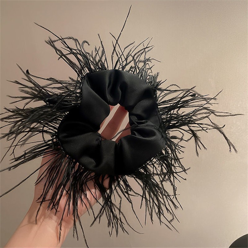 깃털머리끈-블랙