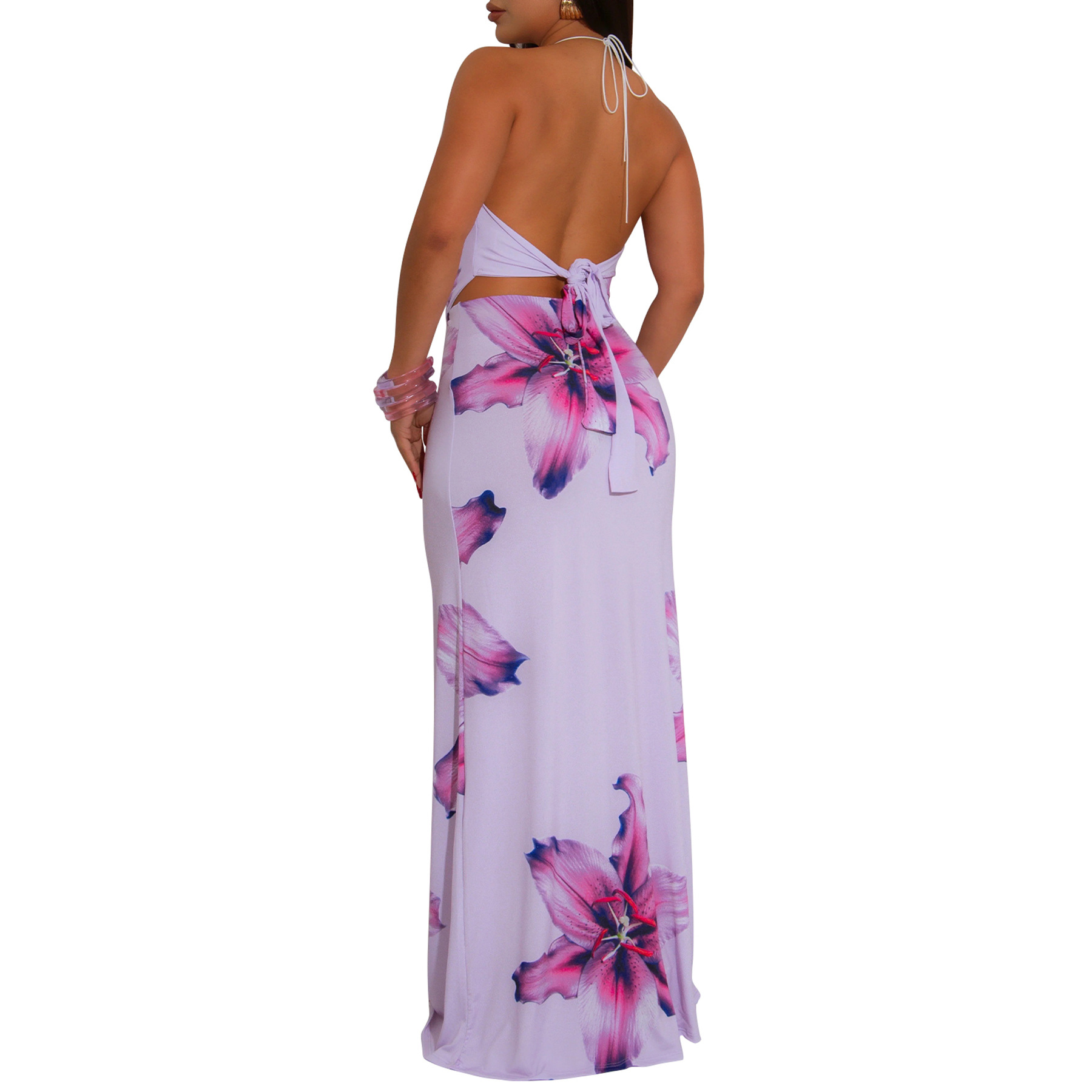 402g Weight Sleeveless Sleeve Length Polyester Fabric Type Skirt Co-ord Set Sets Type 2 Pieces Set Quantity Casual, Holiday Occasion Halter Neck Neckline Slim Fit Type Flower Pattern Summer Season Women's Gender Sexy, Streetwear Style Casual Holiday Women's Sexy Streetwear Flower Polyester Skirt Co-ord Set Skirt Sets 12