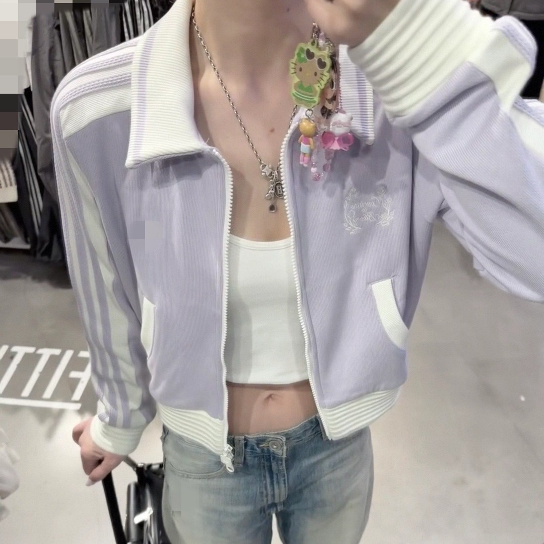 American-style short sweatshirt jacket for women, spring and autumn 2024 new popular fashion trendy zip-up cardigan long-sleeve top