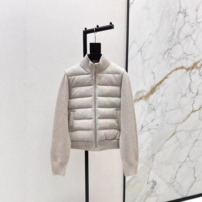 Shenzhen Nanyou 25 Autumn and Winter Fashionable Wool Knitted Splicing Woolen Stand-Up Collar Short down Jacket for Women Shenzhen Nanyou 25 Autumn and Winter Fashionable Wool Knitted Splicing Woolen Stand-Up Collar Short down Jacket for Women
