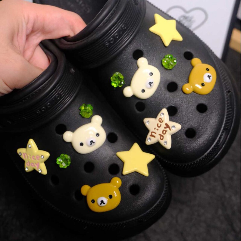 新しいクマ五芒星靴花下駄靴花靴バックル DIY 靴アクセサリーアクセサリーオリジナル漫画取り外し可能|undefined