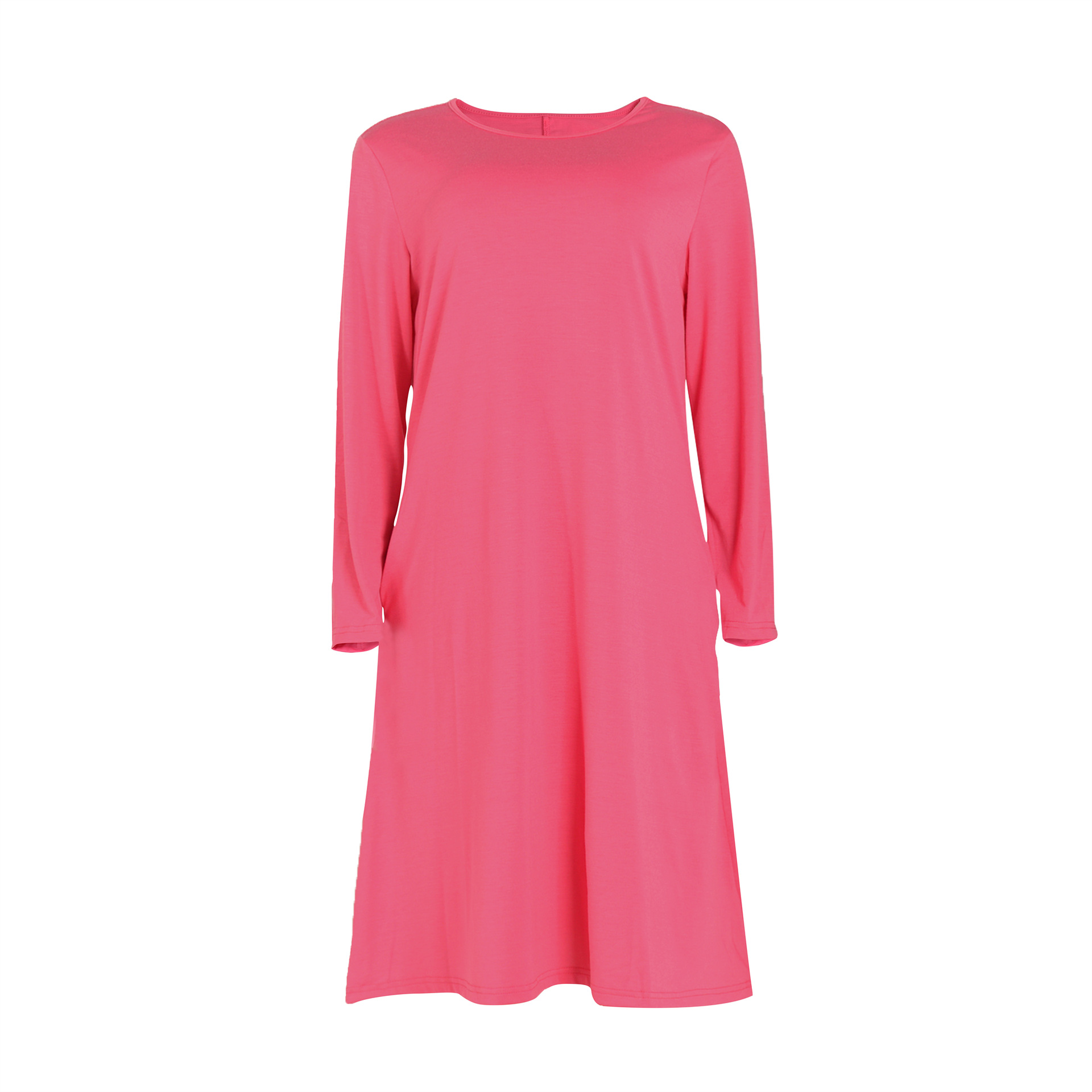 Women Clothing Dress Long Sleeve T-shirt Mid Solid Color Basic Summer Autumn