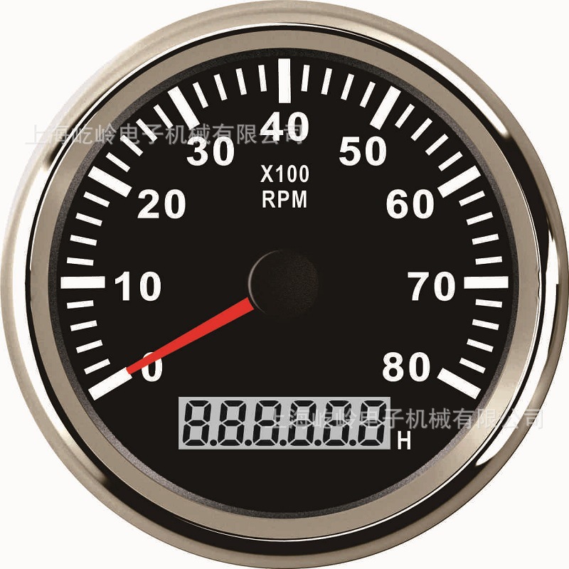 Universal – 85mm Pointer Tachometer automobile instrument - silver-edge-black-face-0-8000rpm